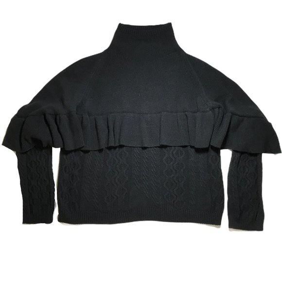 Project Naadam Black Mock Neck Ruffle Sweater XS - Picture 7 of 13